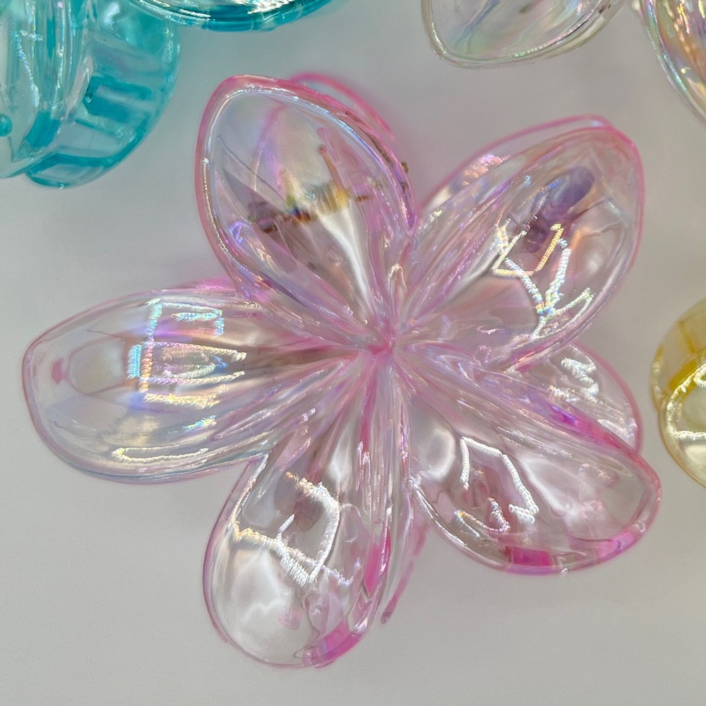 Plumeria Flower Hair Clip Iridescent Pink New - Picture 3 of 3